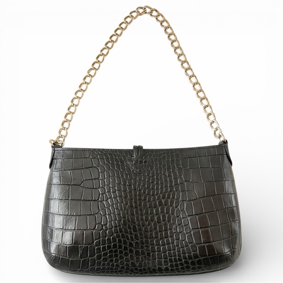 Longchamp Croc-Embossed Leather Shoulder Bag - Picture 3 of 13